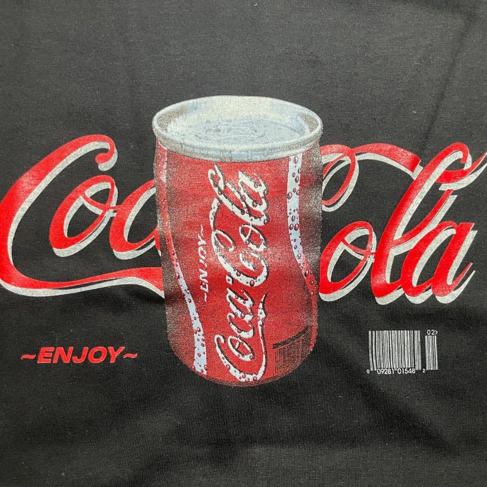 New Short Sleeve Casual T-Shirt "Coke Can" Graphic Tee, Black, Unisex, Lg 22.5"